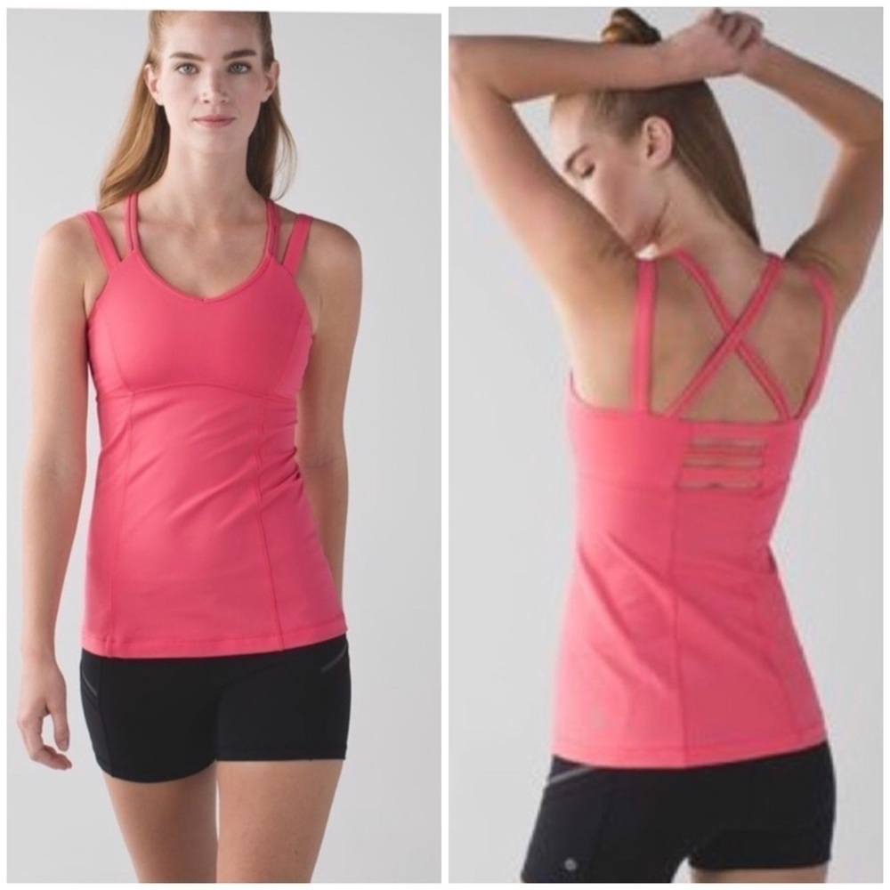 Lululemon Happy Strappy Tank Top, Size 6, Pink Lemonade Coral, Cris-Cross Back